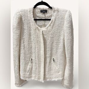 Generation Love Tweed Blazer Ivory White textured, and sparkly
